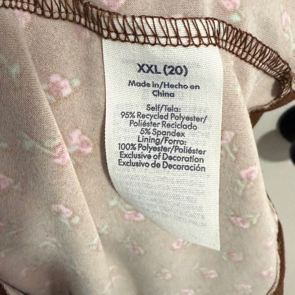 No Boundaries Mini Dress XXL Brown Pink Floral Rosette Cottage Fairy Babydoll - Picture 9 of 12
